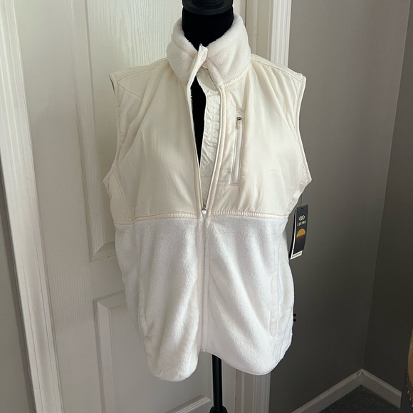 Women's White Fleece Vest - Picture 1 of 7